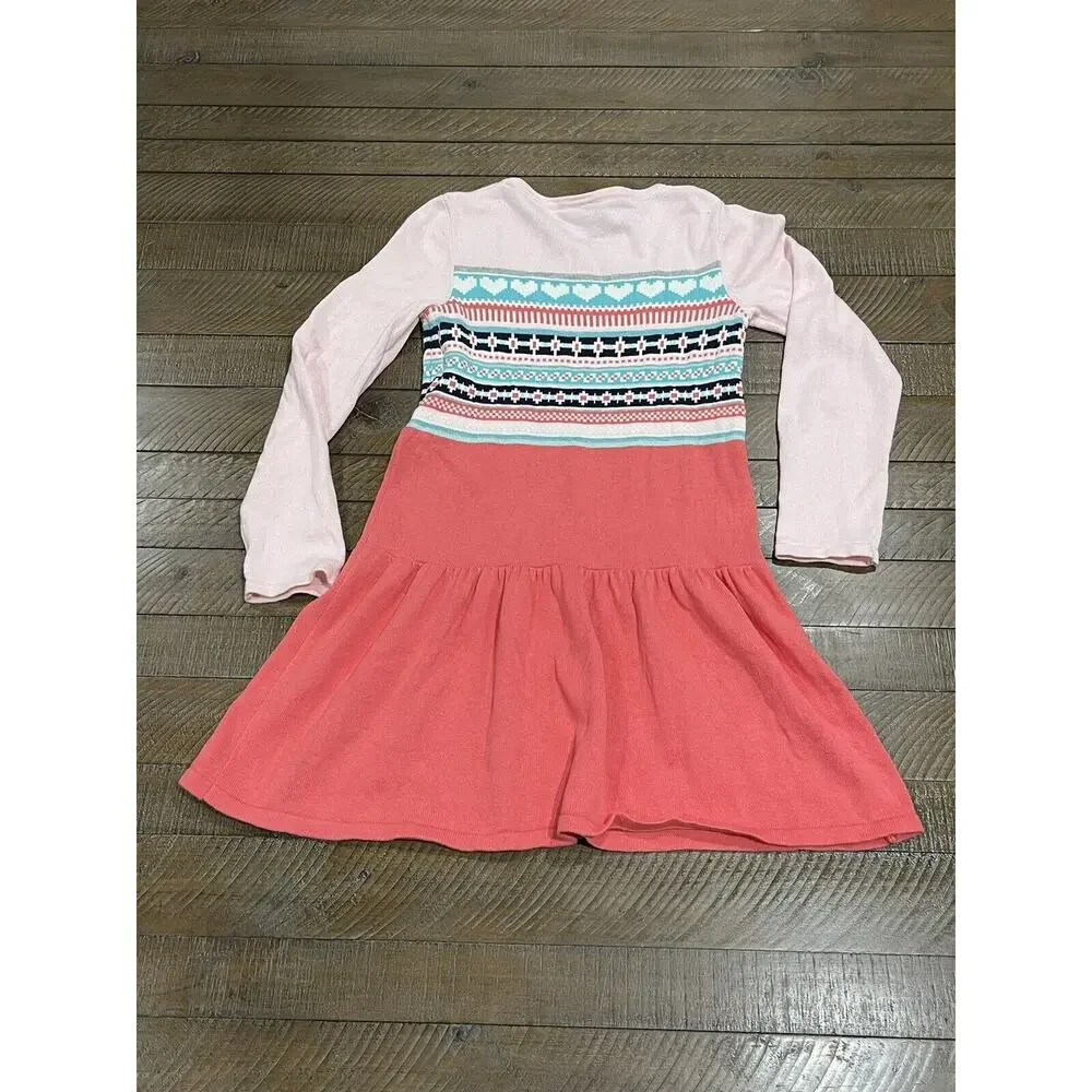Gymboree “SNOWFLAKE FUN” Cotton CORAL Fair-Isle SWEATER DRESS Size 10